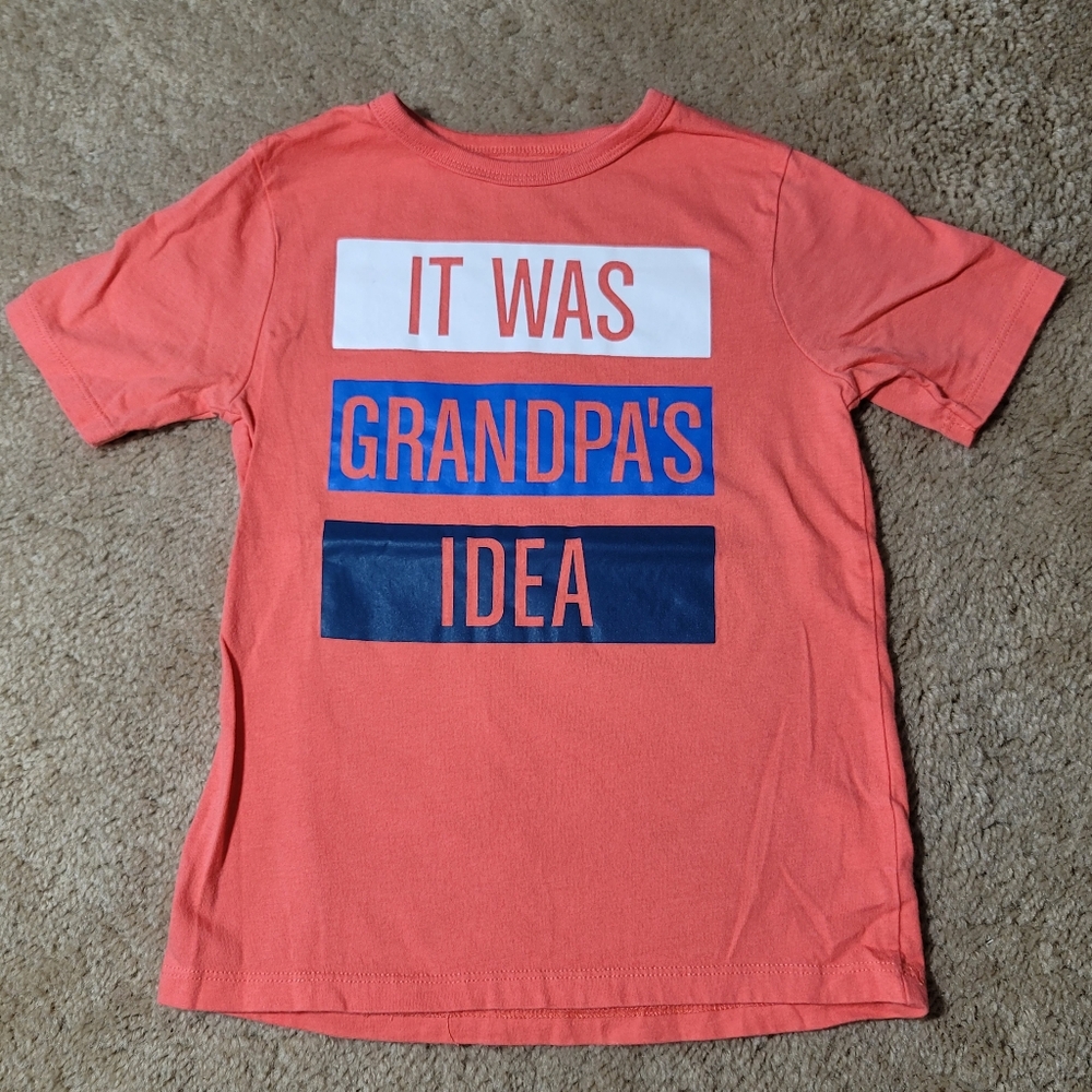 Kids Graphic Tee - Coral with Blue and White Accents